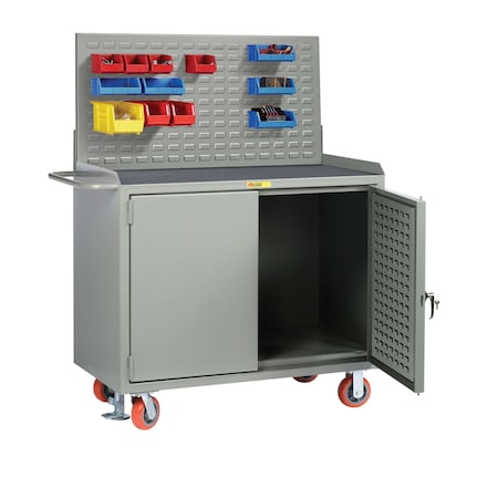 Little Giant Mobile Bench Cabinets, 36"W, Louvered Panel Doors, Vinyl Mat, Louvered MM-36-LPD-FL-LP